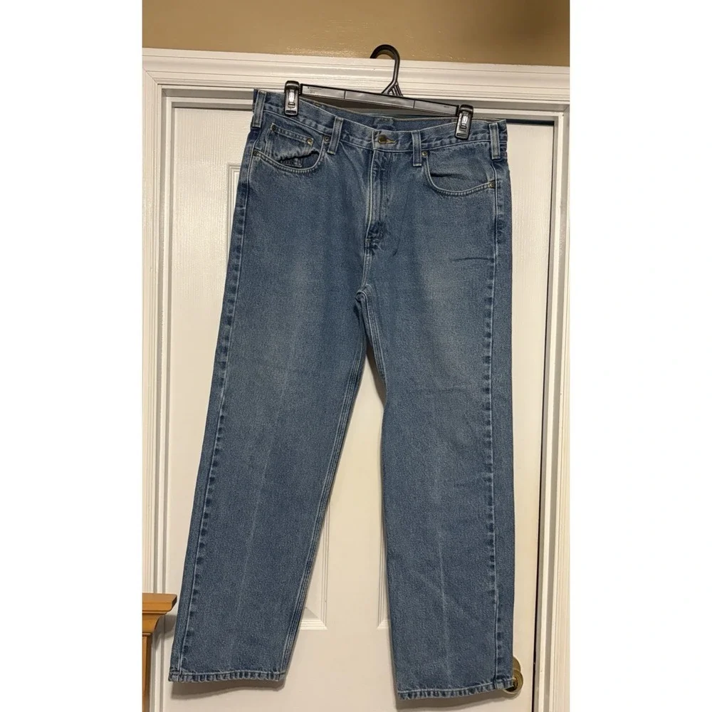 Men's Carhartt Jeans, Medium Wash Denim, Men's Jeans Size 38x32, 38 waist pants